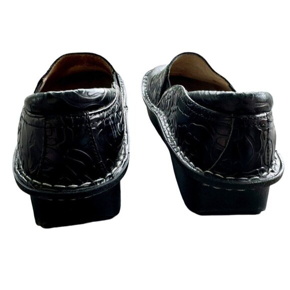 ALEGRIA Debra Black Embossed Rose Women's Eur Size 37 US 6.5 Clogs Shoes - Picture 5 of 10